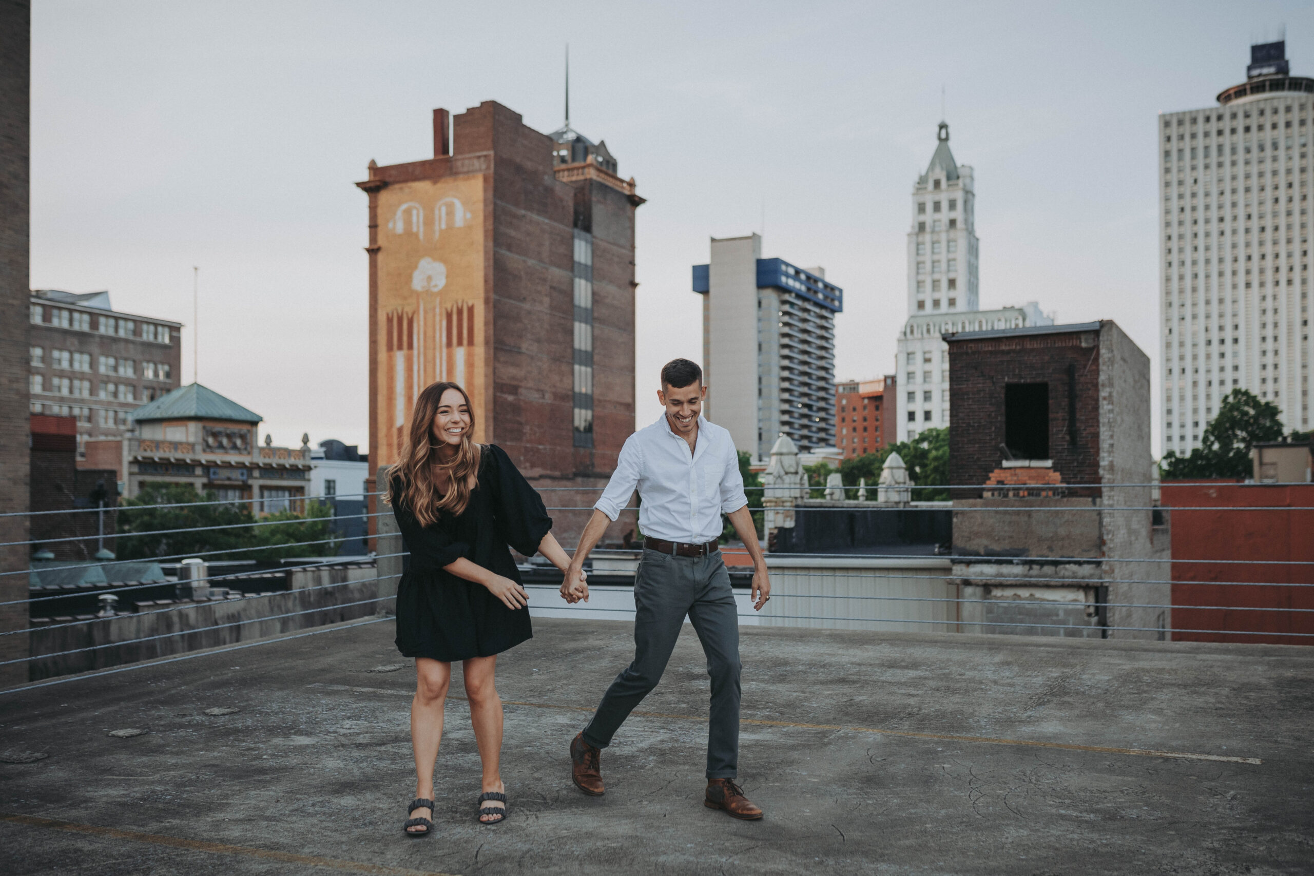 Rooftop engagement session in Memphis, TN