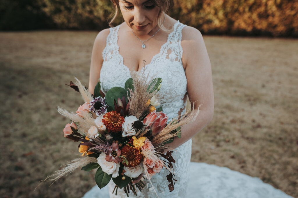 bride holding her bouquet by Connor & Co, shot by wandering creative in Memphis